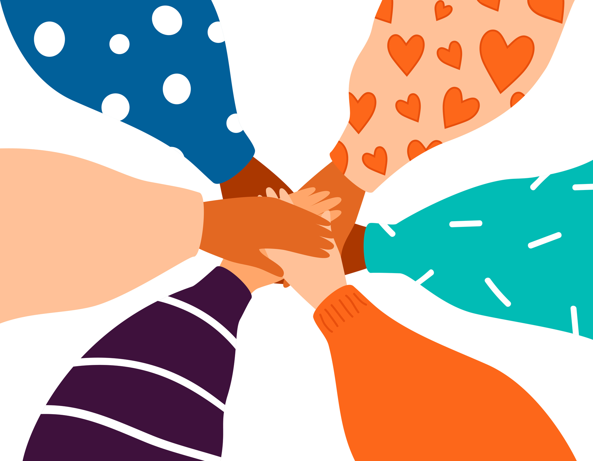 Group performing supportive gesture