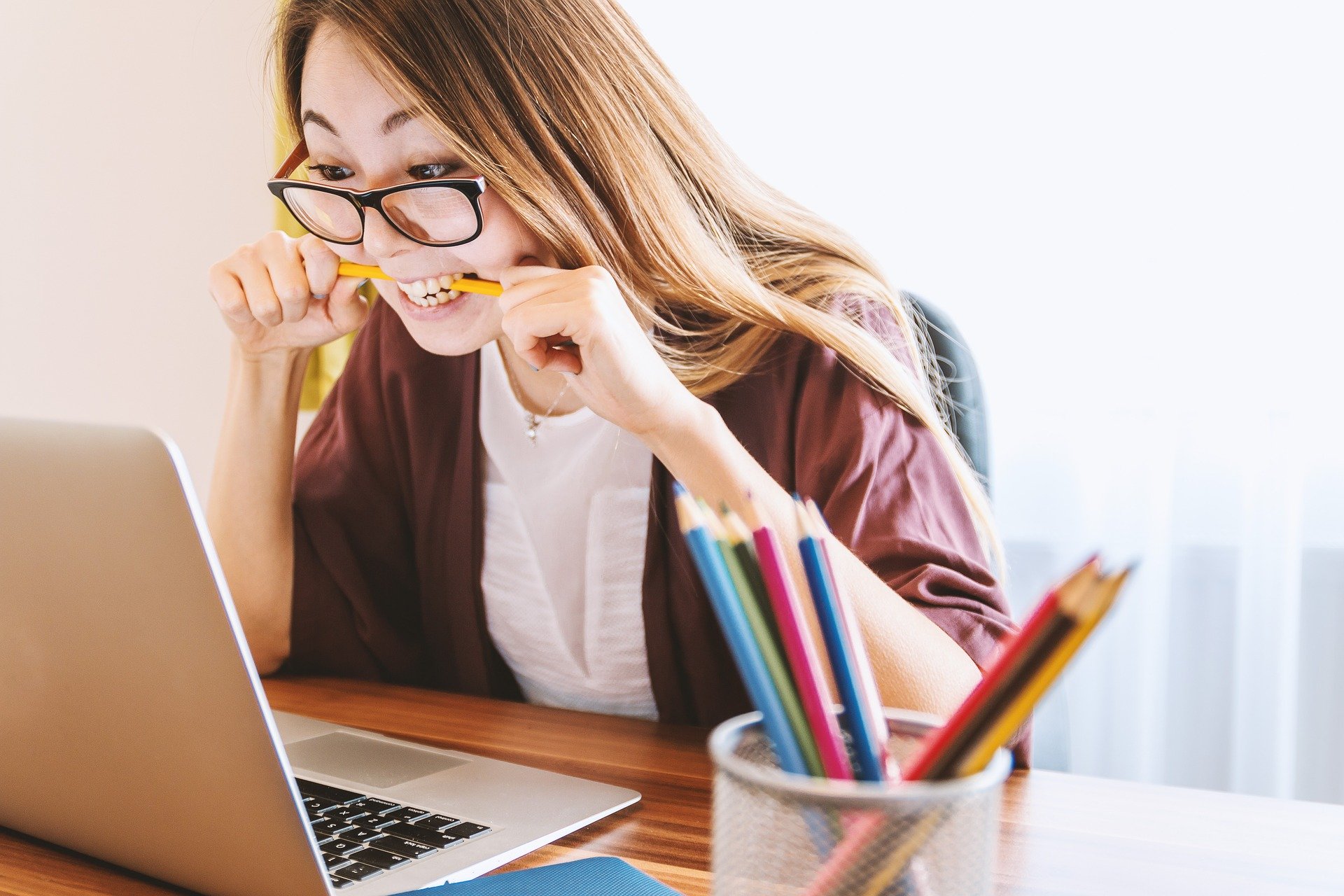 Woman studying at her desk
