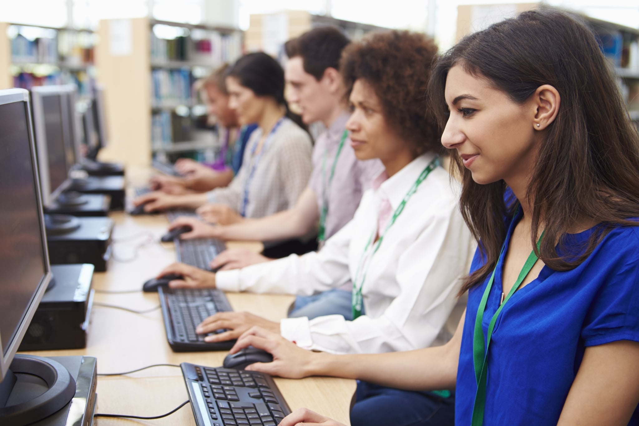 Medical students using computers