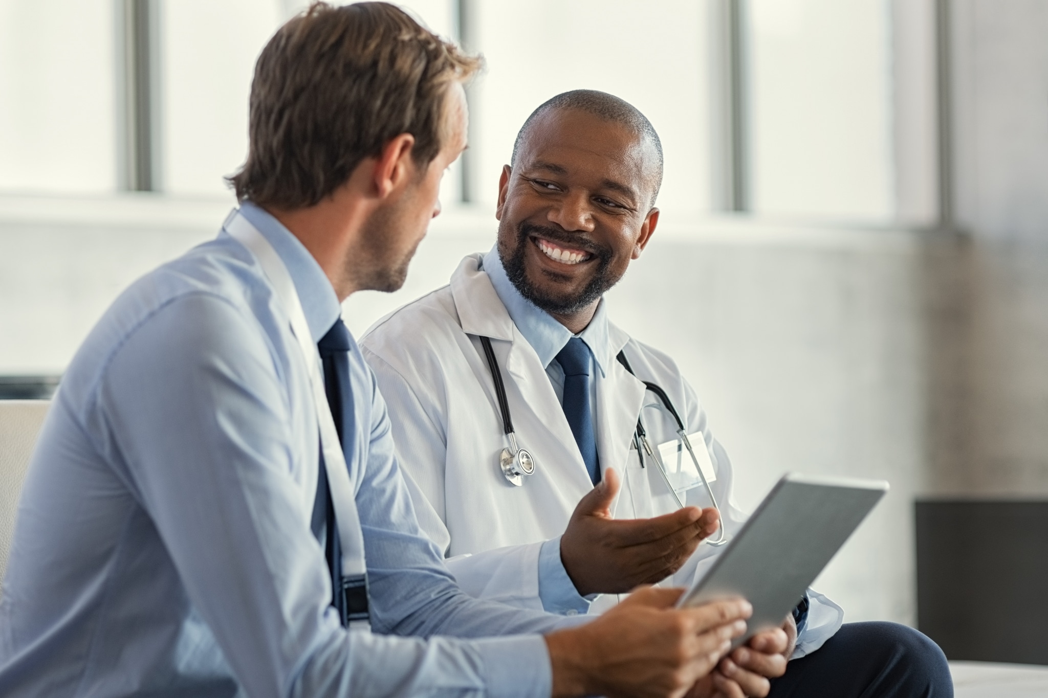 Two male healthcare workers