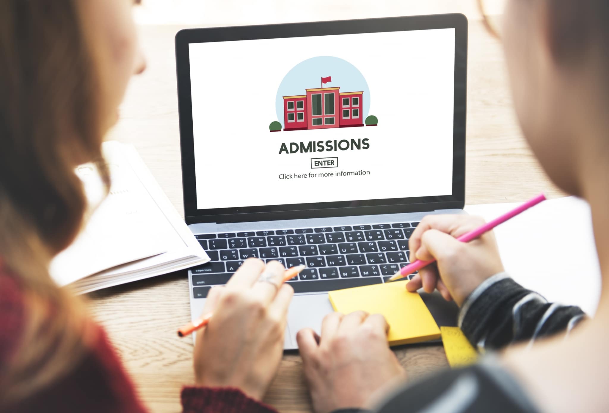 Student completing the admissions process