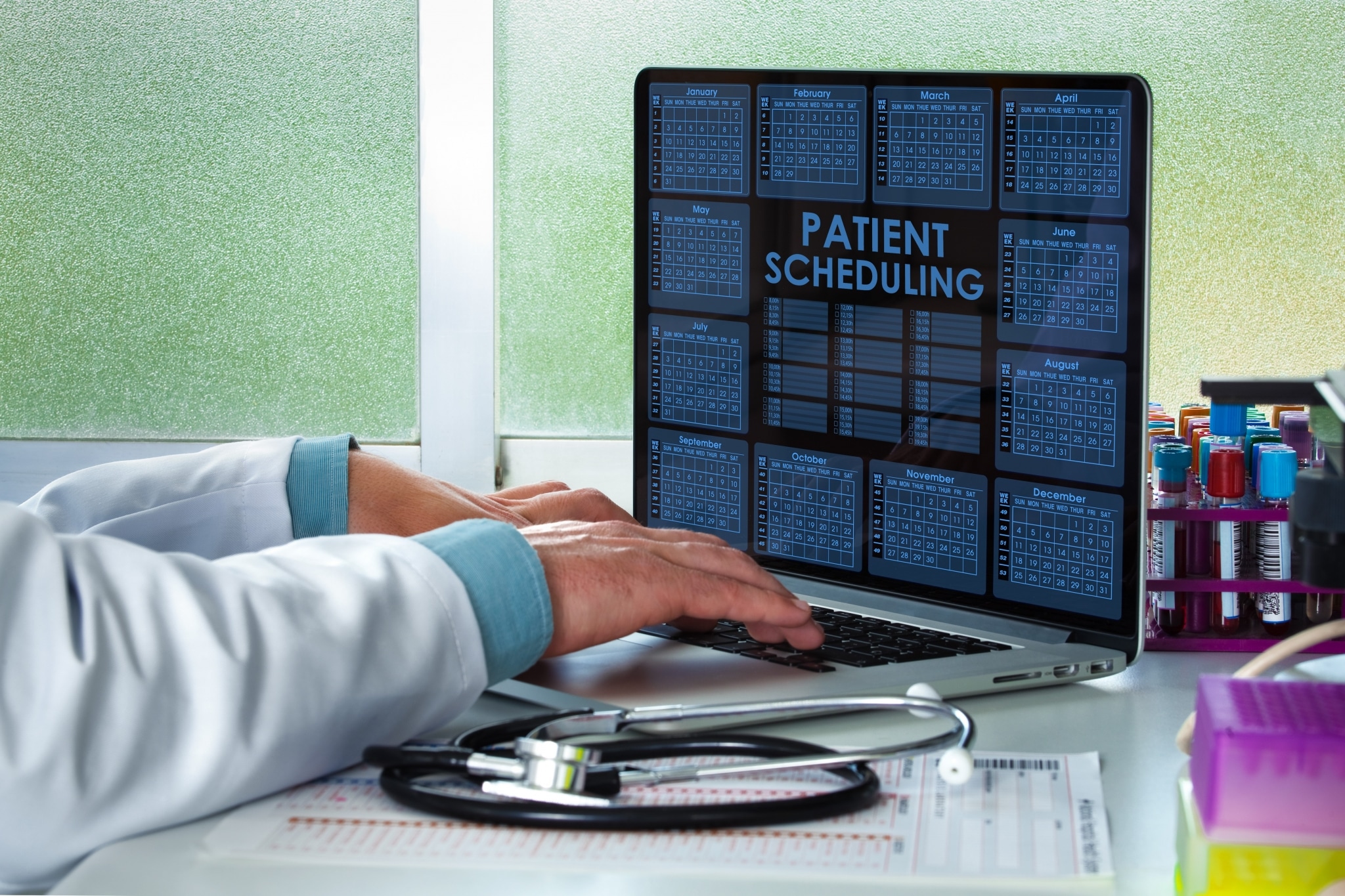 Medical staffer scheduling patient appointments