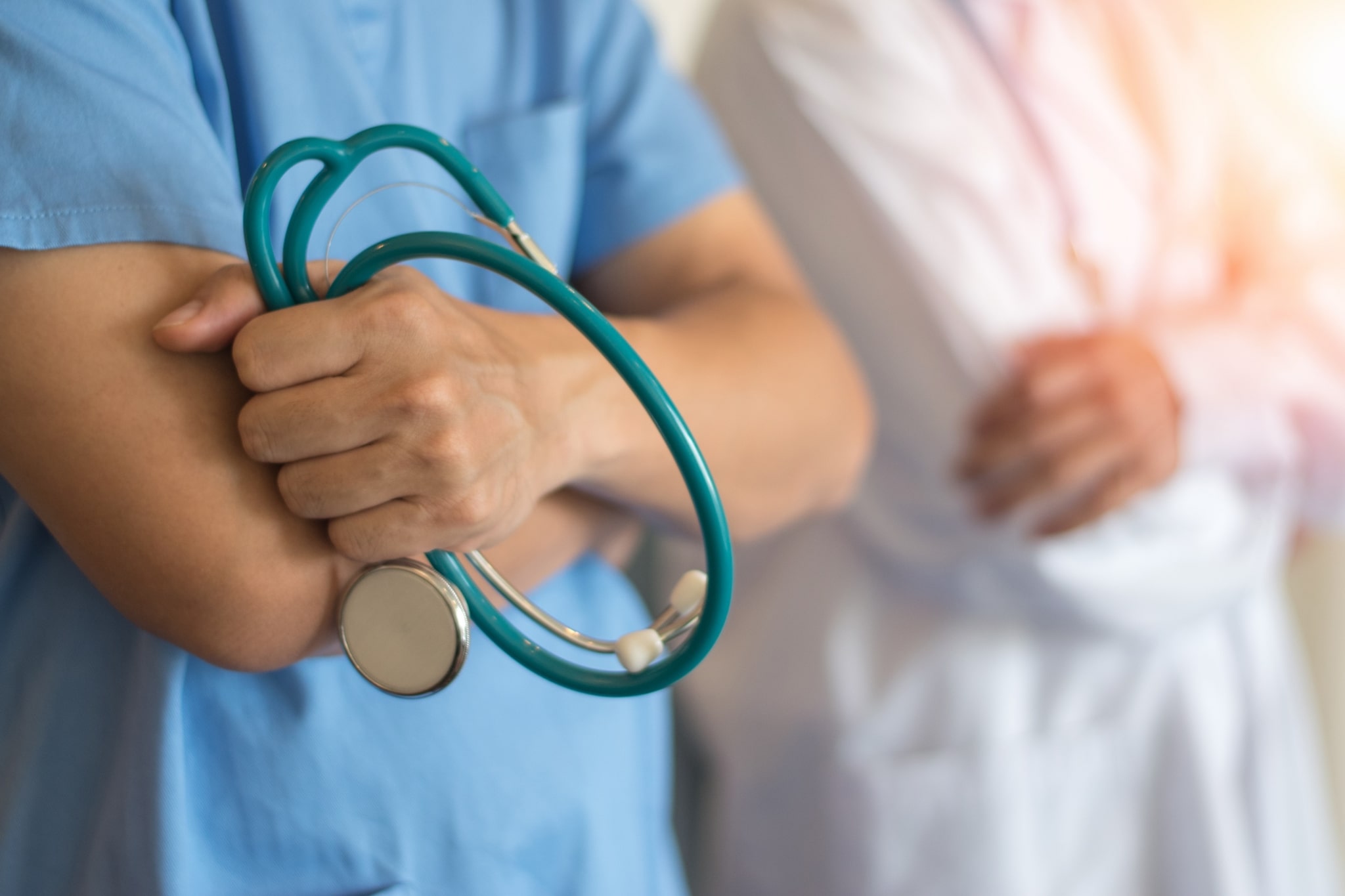 Close up of healthcare professional with a stethoscope