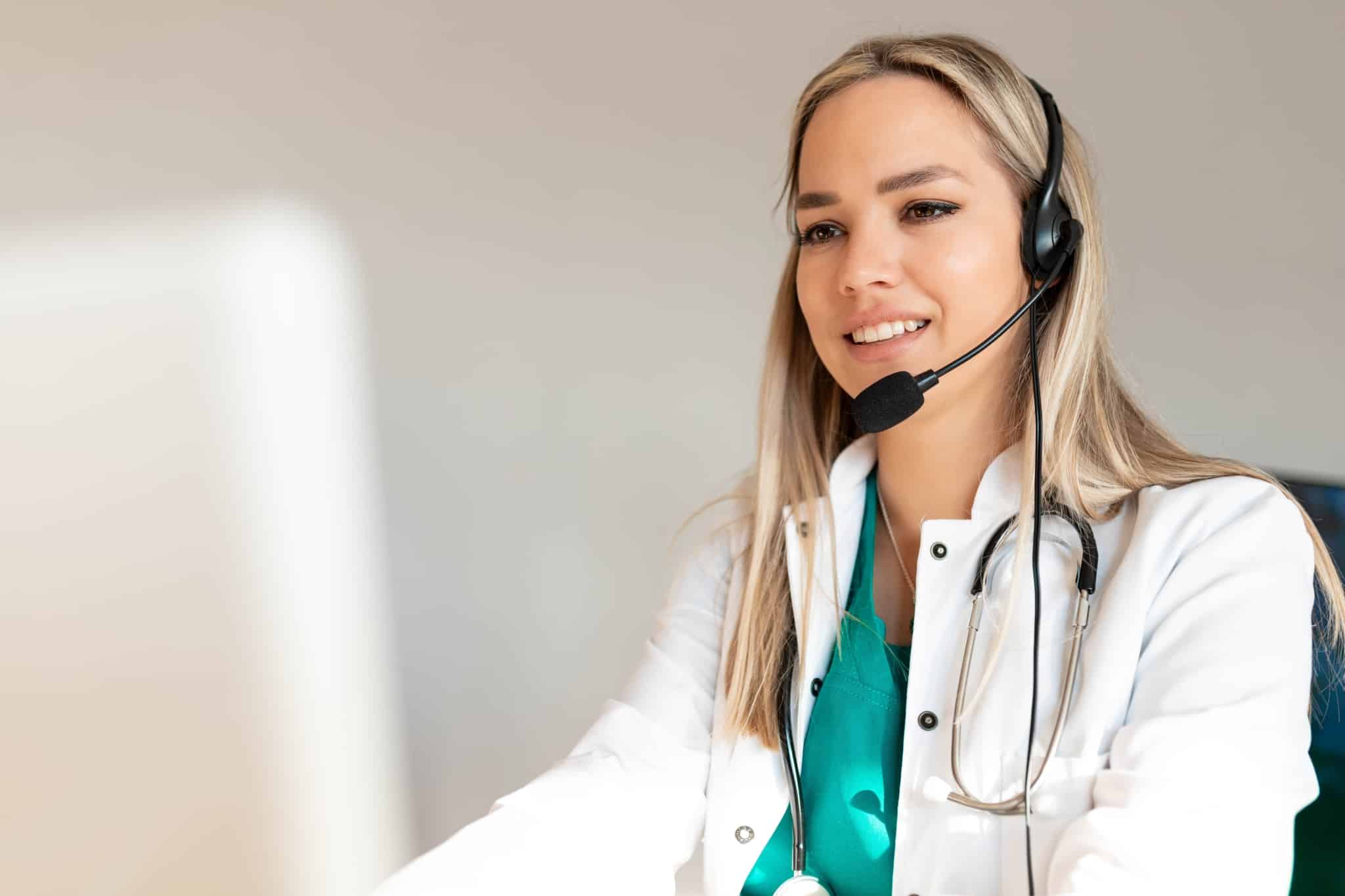 Medical professional with a headset