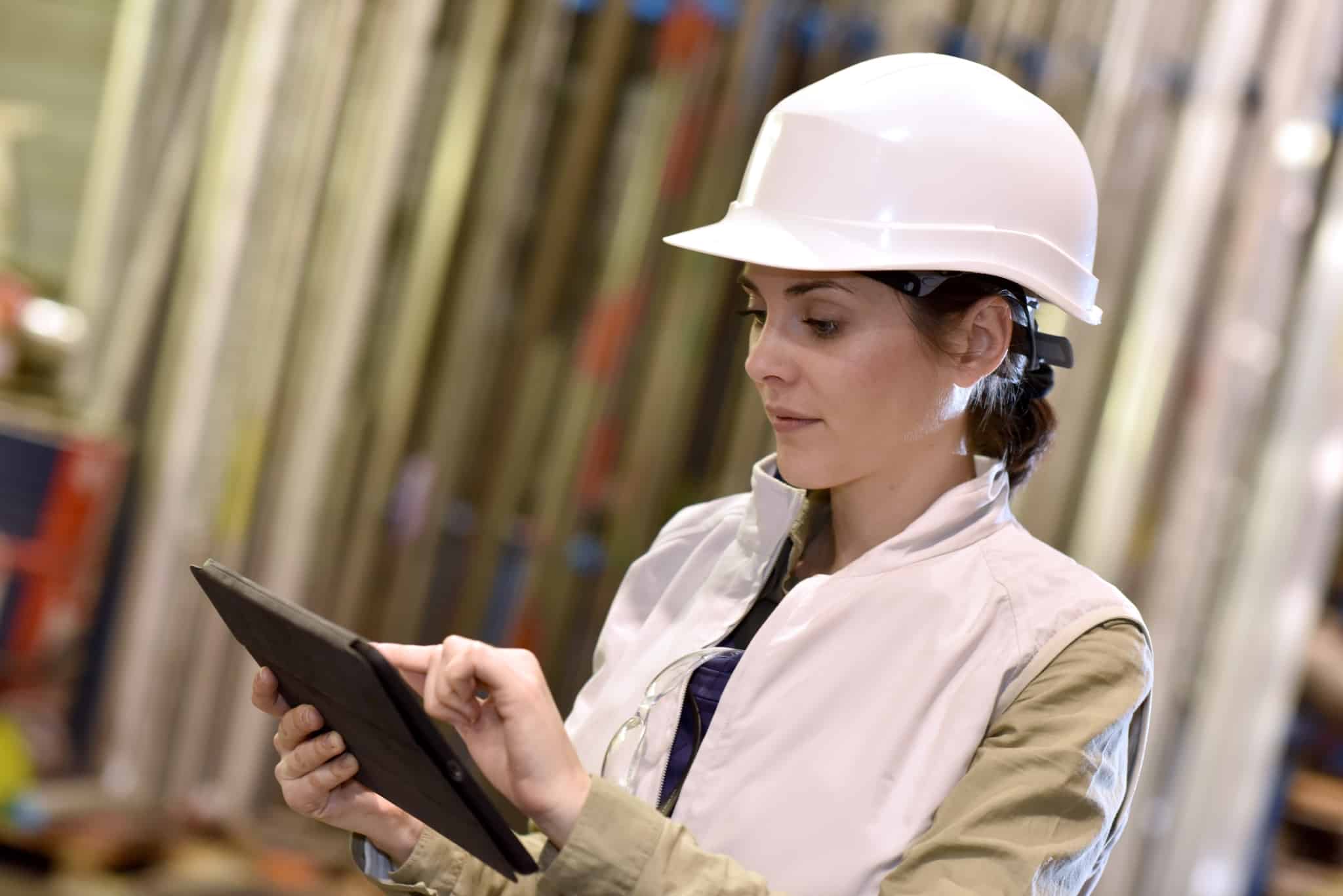 Woman wearing a hard hat
