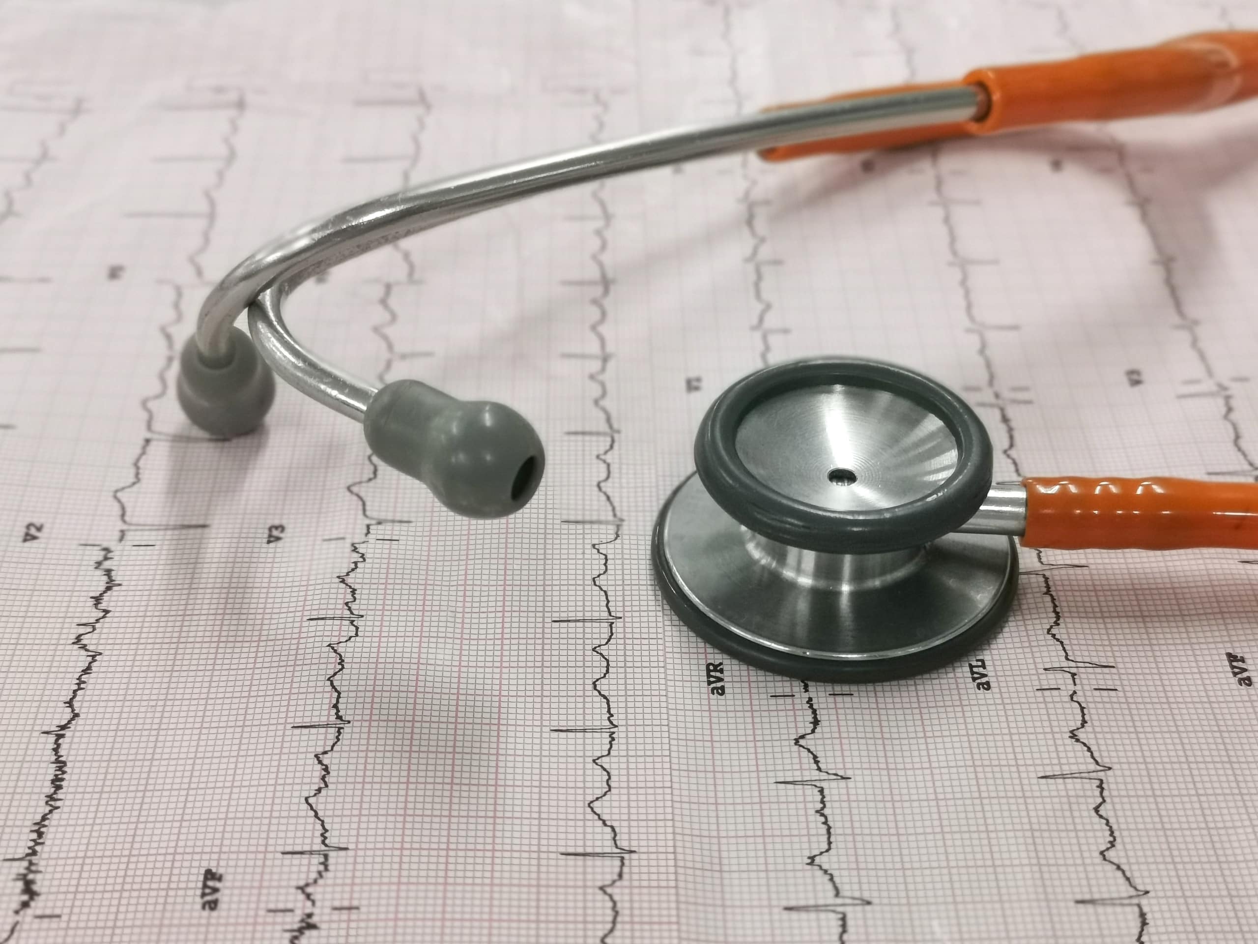 EKG reading with a stethoscope