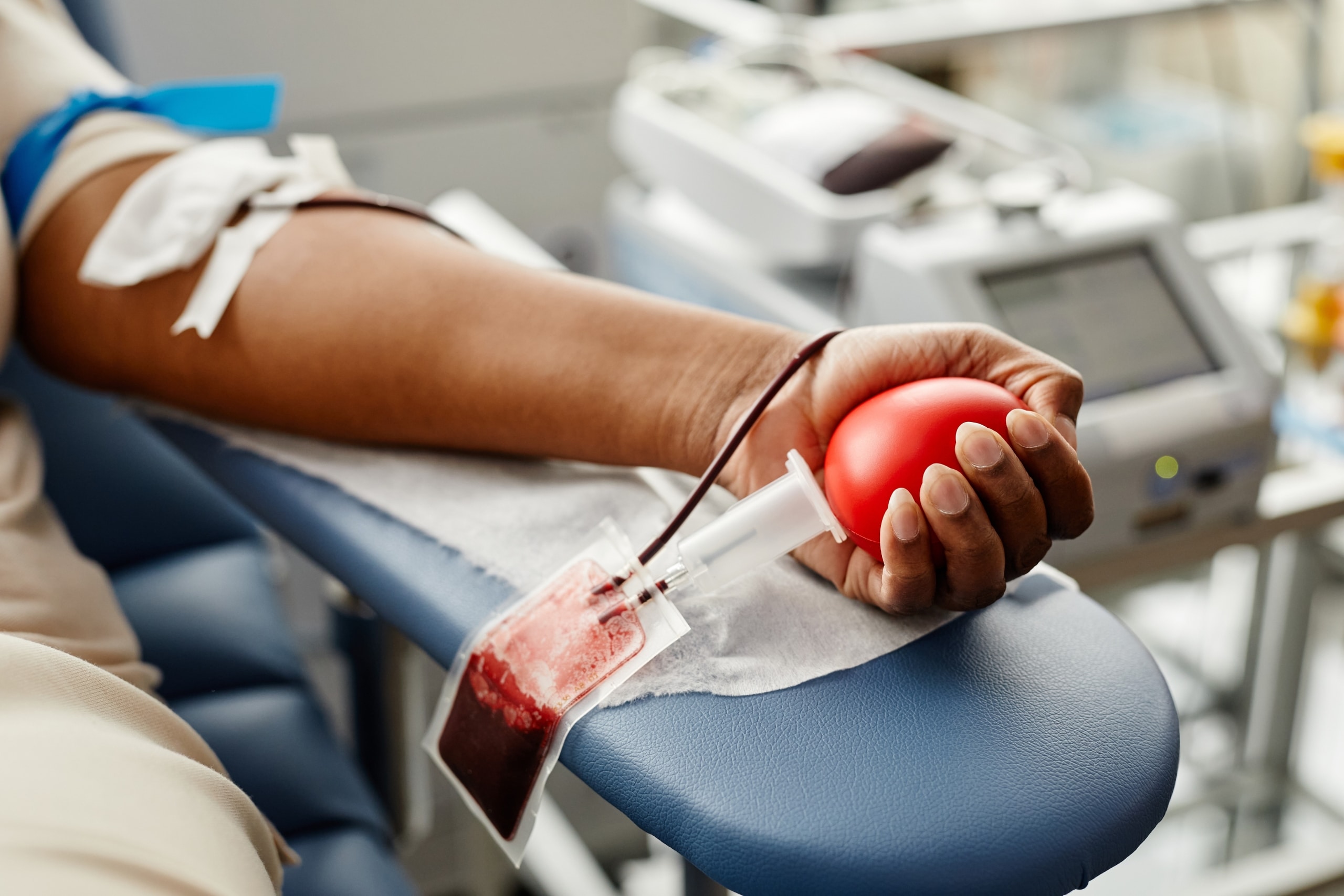 Patient receiving blood transfusion