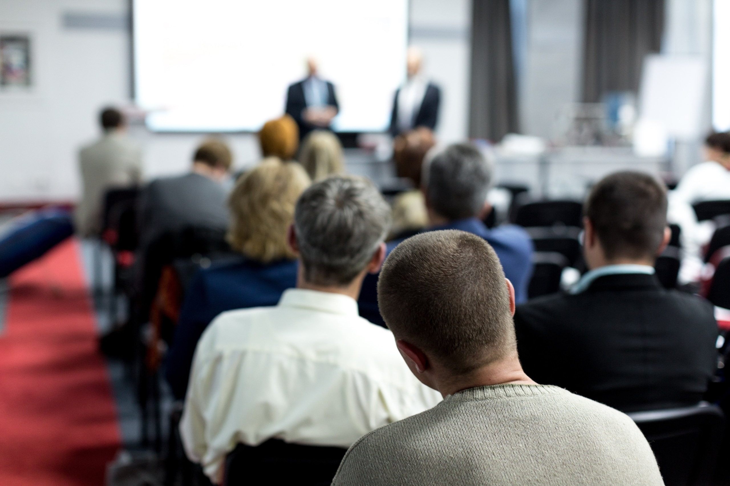 Close up of students in a lecture hall