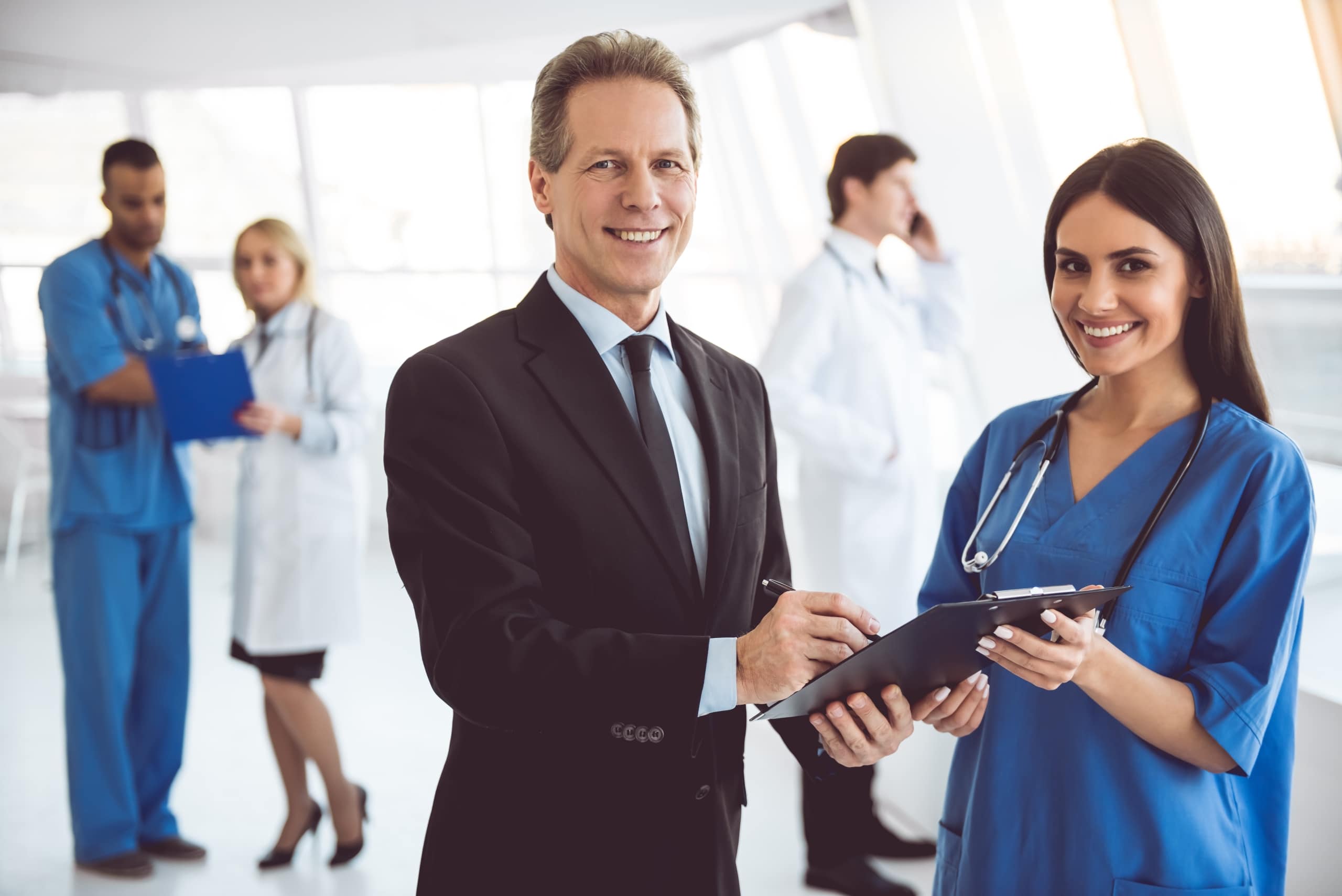 Business man with a young nurse