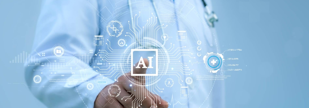 Close up of a medical professional using artificial intelligence
