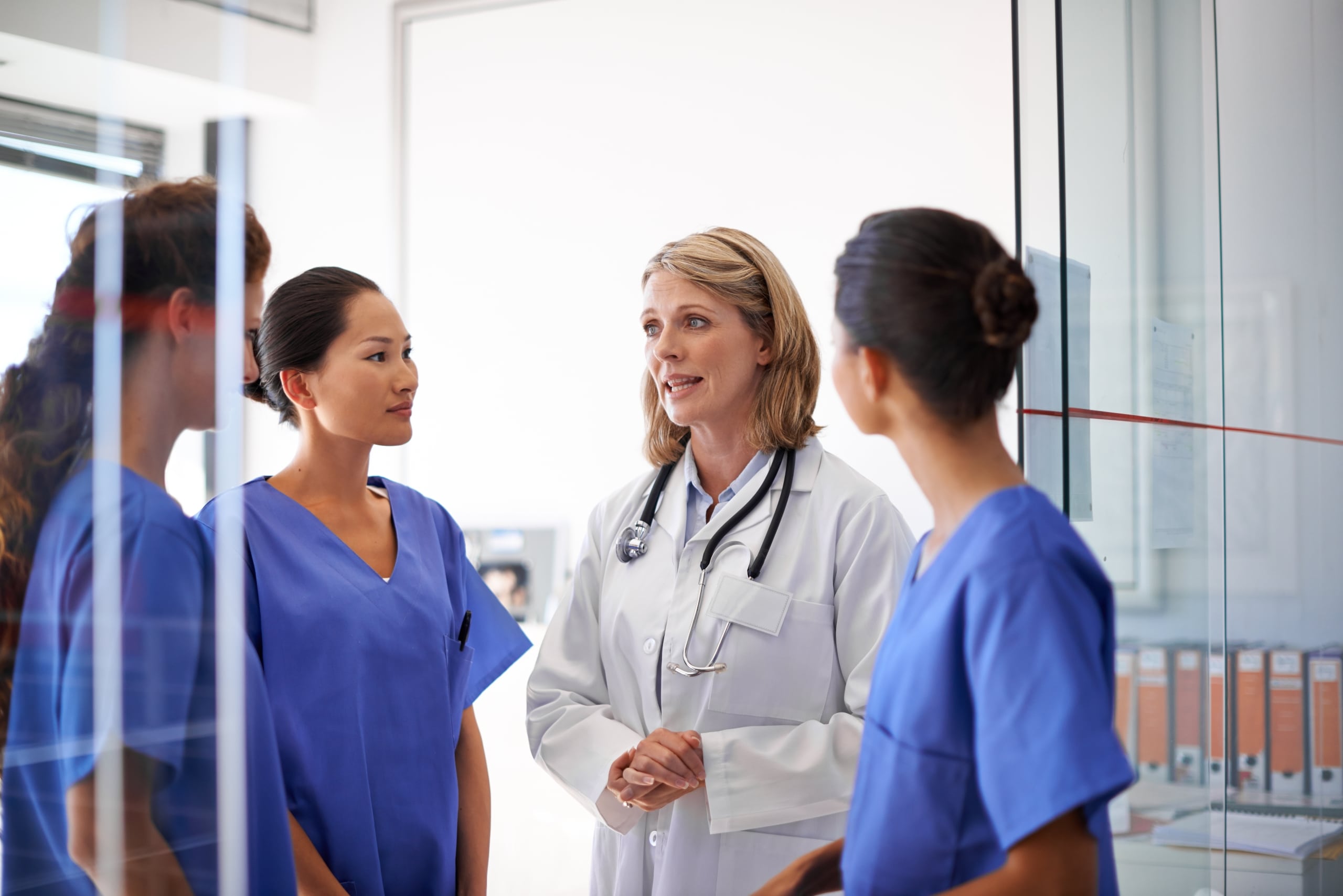 Medical educator with students